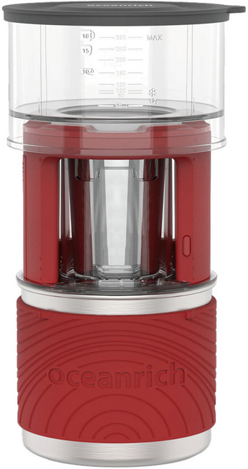 oceanrich 3合1 旋轉手沖咖啡機 280ML 單次沖泡 360° 旋轉滴濾 濾袋/濾網/茶 方便攜帶, X7, 紅色
