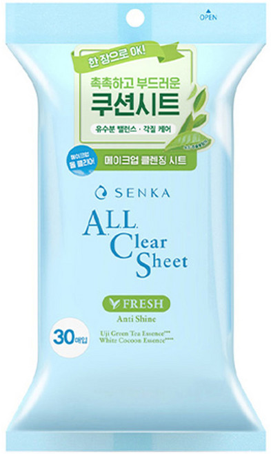 센카 올 클리어 프레시 클렌징 시트, 30개입, 1개