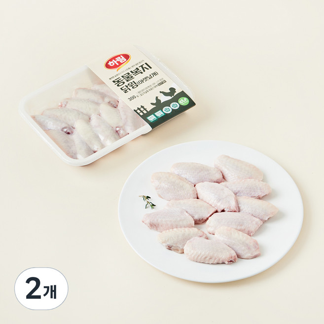 하림 동물복지 깨끗한농장 인증 닭윙 아랫날개 (냉장), 300g, 2개