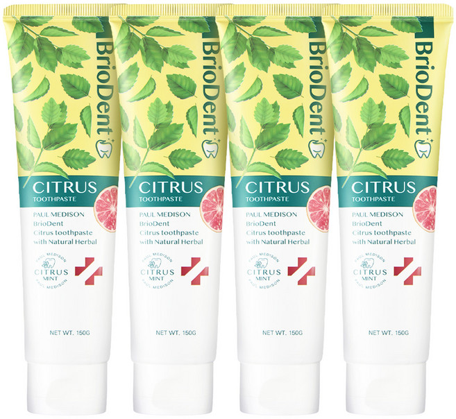 폴메디슨 브리오덴트 시트러스 민트 치약, 150g, 4개