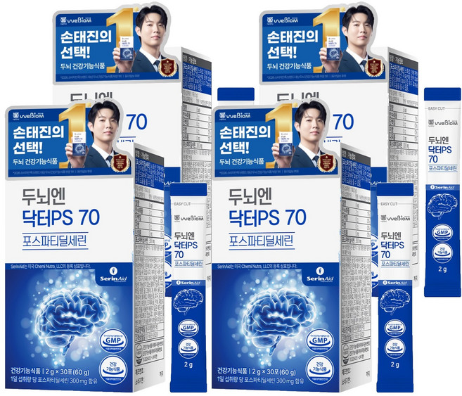 위바이옴 정품 두뇌엔 닥터PS 70 포스파티딜세린 30p, 60g, 4개