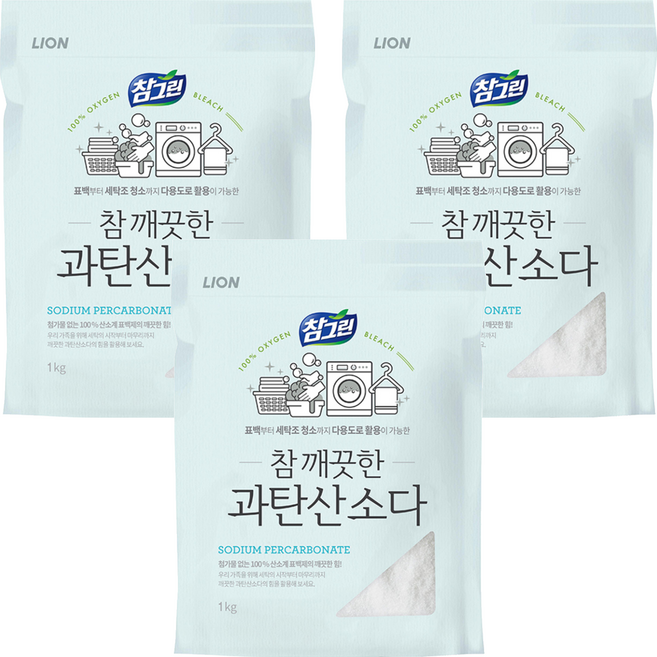 참그린 참 깨끗한 과탄산소다 주방세제 파우치, 1kg, 3개