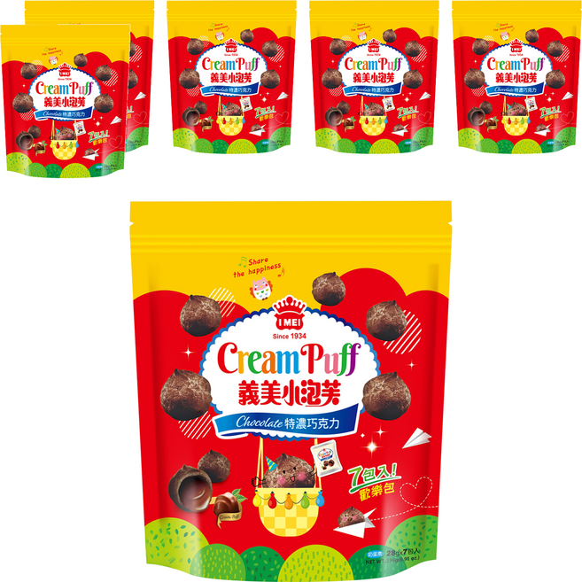 義美 小泡芙歡樂包 特濃巧克力, 196g, 6袋