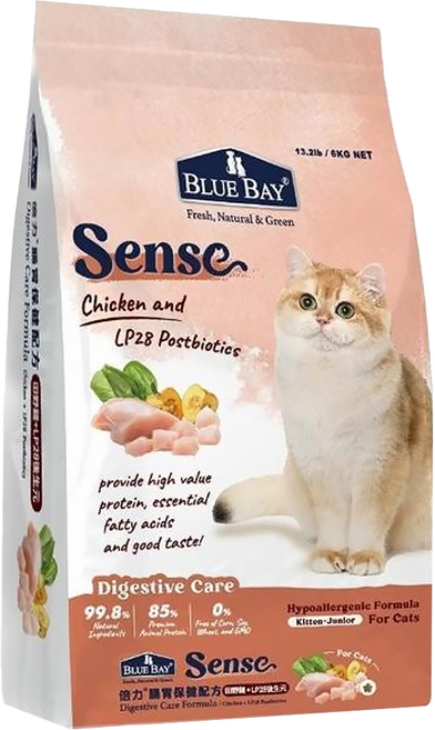 BLUE BAY 倍力 Sense 全護低敏 貓飼料 田野雞, 腸胃保健, 6kg, 1袋