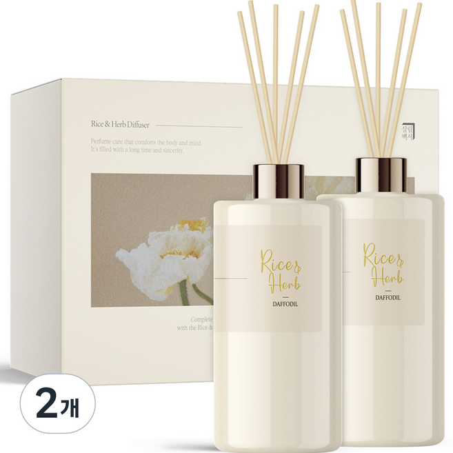 살림백서 라이스 앤 허브 대용량 디퓨저 500ml x 2p, 수선화, 2개