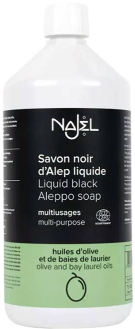 NAJEL 阿勒坡萬用神奇黑皂液 1L 橄欖油和月桂油製成 清潔和去除油脂 廚房/浴室/地板清潔, 1瓶