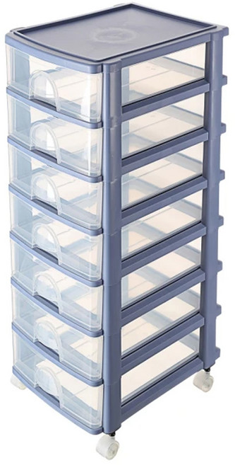 KEYWAY 聯府 秘書資料櫃 附輪 349 x 250 x 649mm, 7層, 藍色 + 透明色