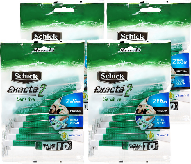 쉬크 이그젝타 2 센서티브 일회용 면도기, 10개입, 4개