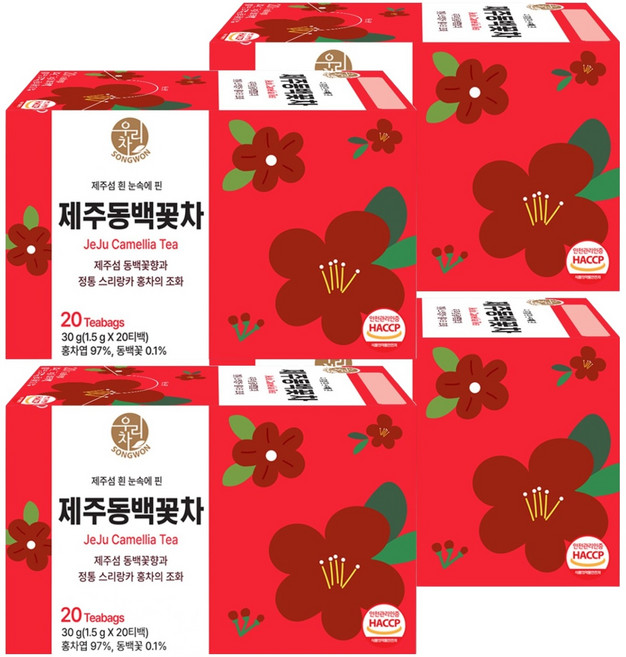 우리차 제주 동백꽃차, 4개, 20개입, 1.5g