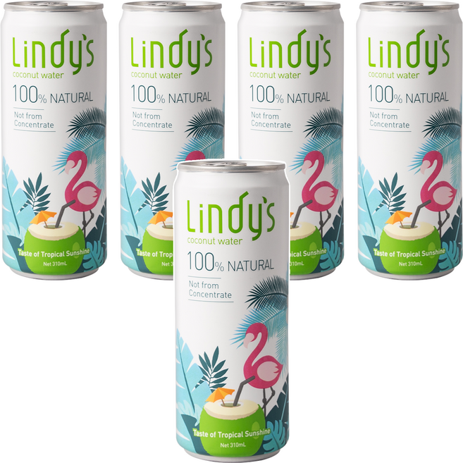 Lindy's 100%原味椰子水, 310ml, 5罐