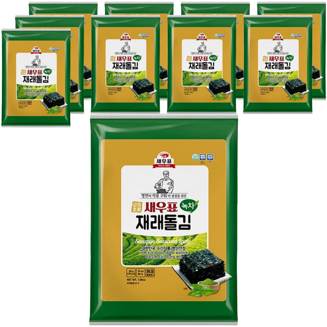 새우표 완도 녹차재래 돌김전장, 30g, 10개