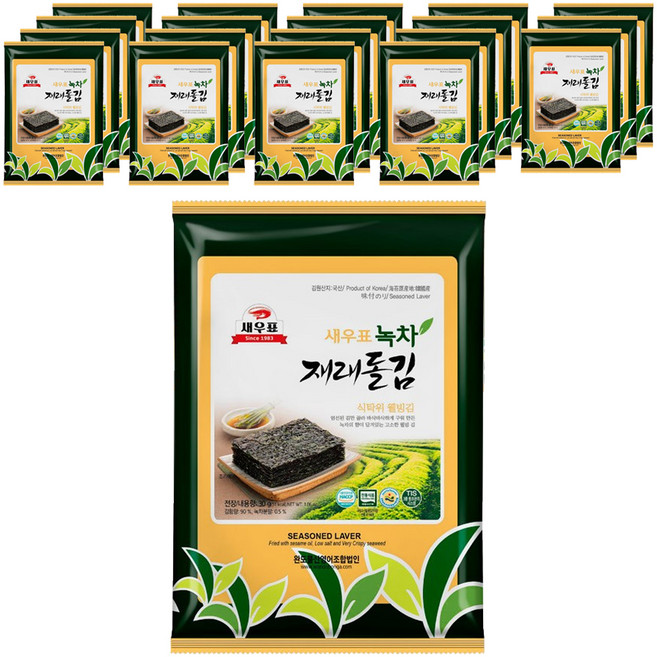 새우표 완도 녹차재래 돌김 전장, 30g, 20개