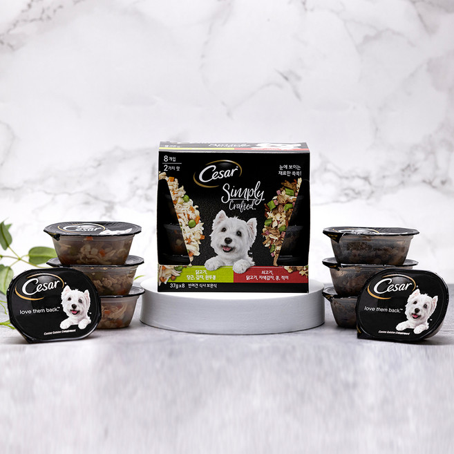 시저 생후 1년 이상 강아지 심플리 버라이어티 습식사료, 닭+소, 296g, 1세트