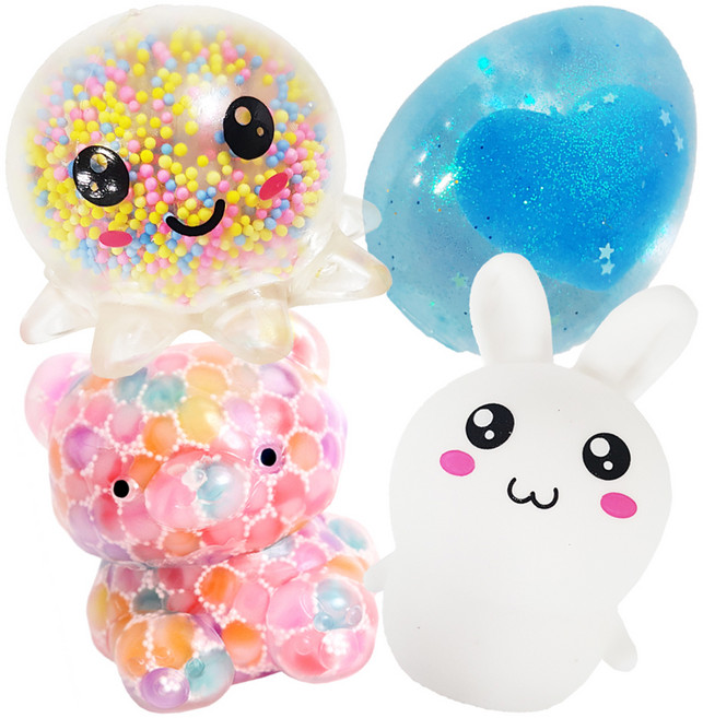 아가플러스 말랑이 LED 문어 + 무지개곰 + 토끼 + 콩닥계란 촉감 발달완구, 랜덤발송, 1개