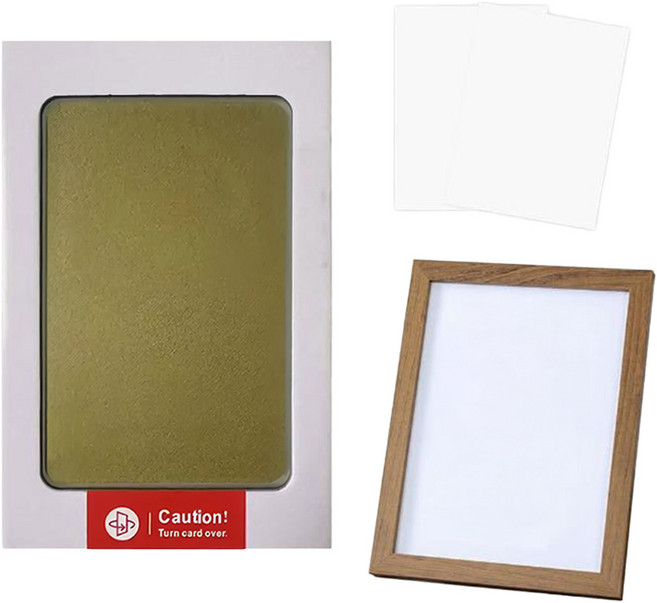 不髒手寵物嬰兒手印足跡印台 + 紙卡2張 + 相框顏色隨機 小, 金色, 1組