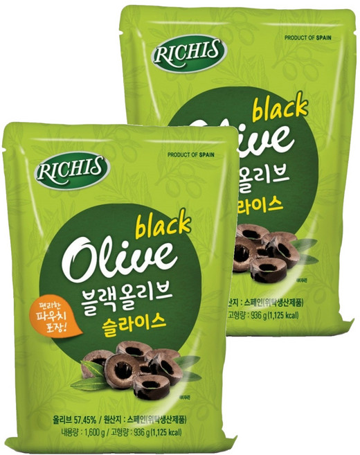리치스 블랙올리브 슬라이스 파우치, 2개, 1.6kg