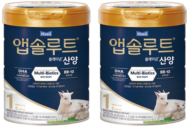 앱솔루트 플래티넘 산양분유 1단계, 750g, 2개