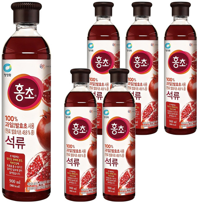 홍초 음용식초 석류, 900ml, 6개
