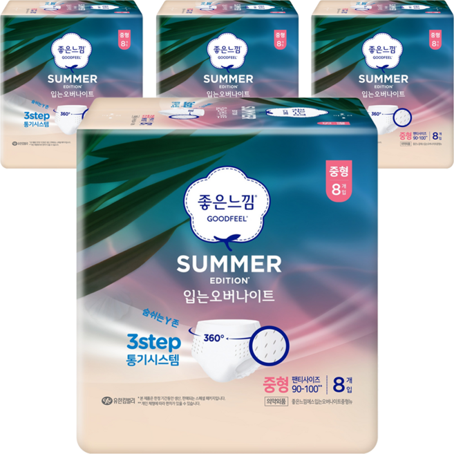 좋은느낌 썸머 입는오버나이트, 중형, 8개입, 4세트