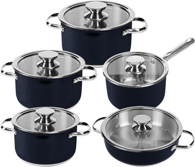 퀸센스 인덕션 전열원가능 알토 주방 냄비세트 5종, 블랙, 편수냄비 18cm + 양수냄비 18cm + 양수냄비 20cm + 전골냄비 24cm + 양수냄비 24cm, 1세트