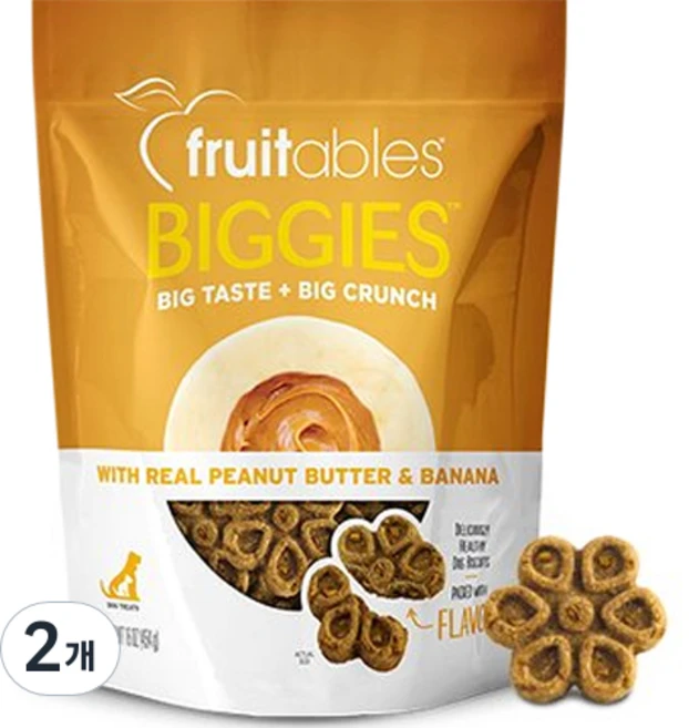 프루터블즈 강아지 비기스 쿠키, 454g, 땅콩버터 + 바나나 혼합맛, 2개 - 쿠팡
