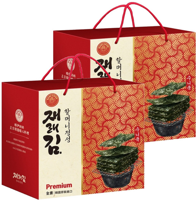 SUNI COOK 順伊奶奶 海苔原味禮盒 27g 3袋, 81g, 2盒