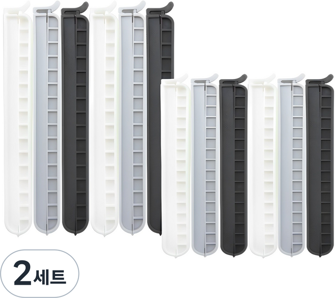 MONO 봉지집게 특대형 6p + 대형 6p, 하얀 + 연회 + 진회, 2세트