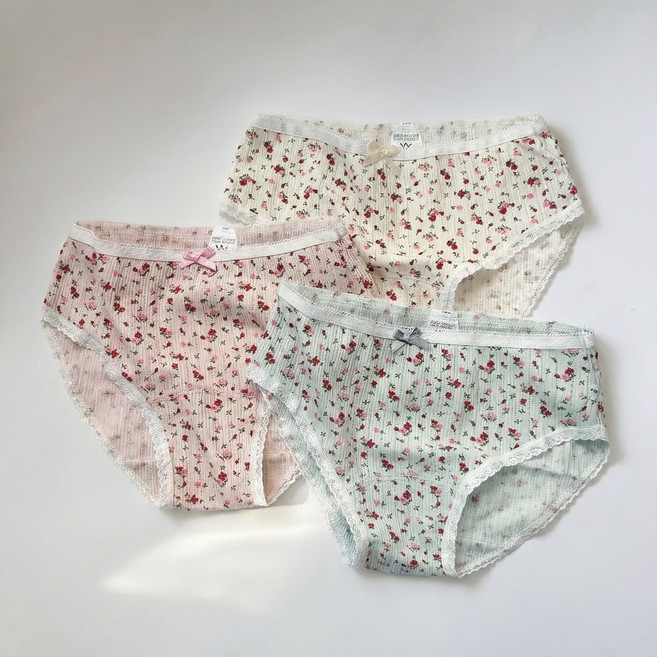 유어베이직 여아용 레이스 꽃팬티 3종 세트