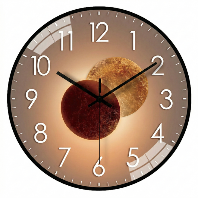 YS 무소음 모던 원형 거실 인테리어 벽시계, 행성