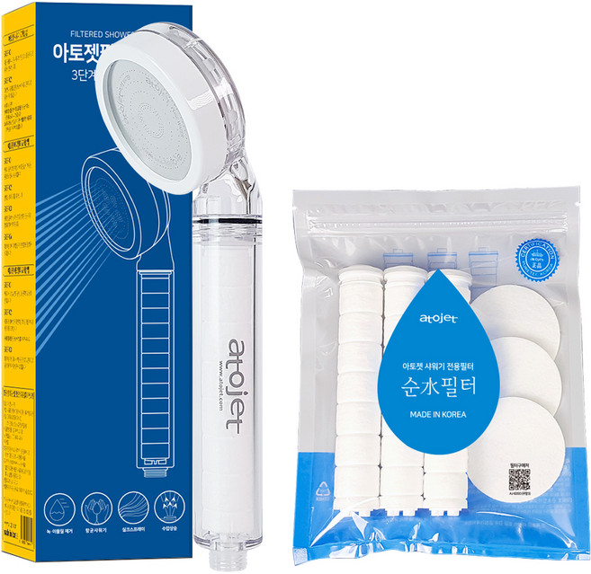 아토젯 샤워기 본품 + 헤드필터 3p + 바디필터 3p 세트, 1개