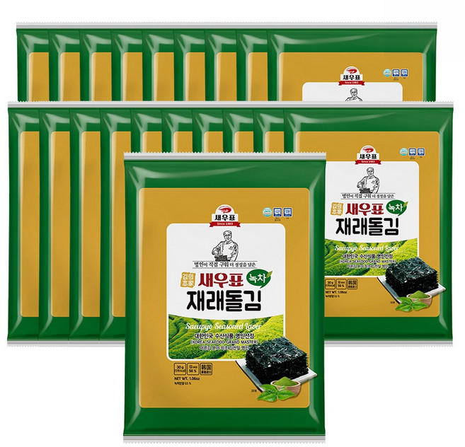 새우표 녹차재래 돌김, 30g, 20개