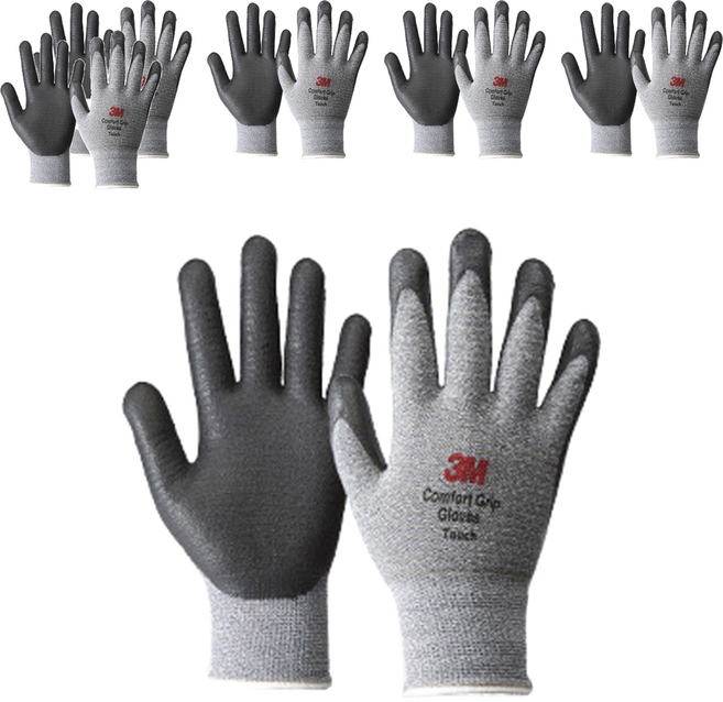 3M Comfort Grip 觸控手套 雙手組, 6雙, 麻灰色