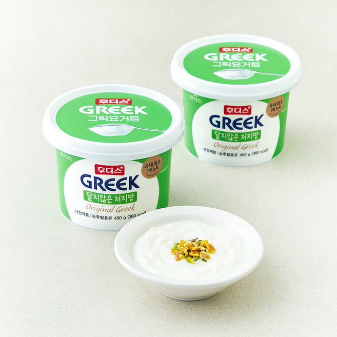 일동후디스 그릭 요거트 달지않은 저지방, 450g, 2개