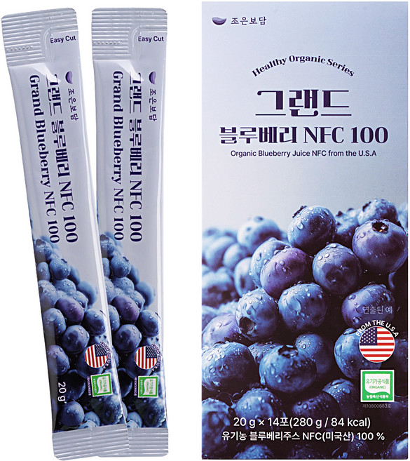 조은보담 그랜드 유기농 블루베리 NFC 100 14포, 1개, 280g