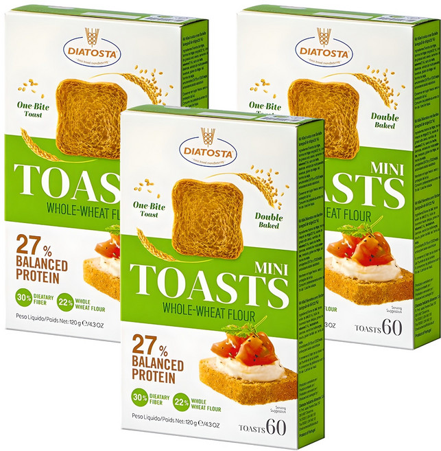 디아토스타 통밀토스트 비스킷, 120g, 3개