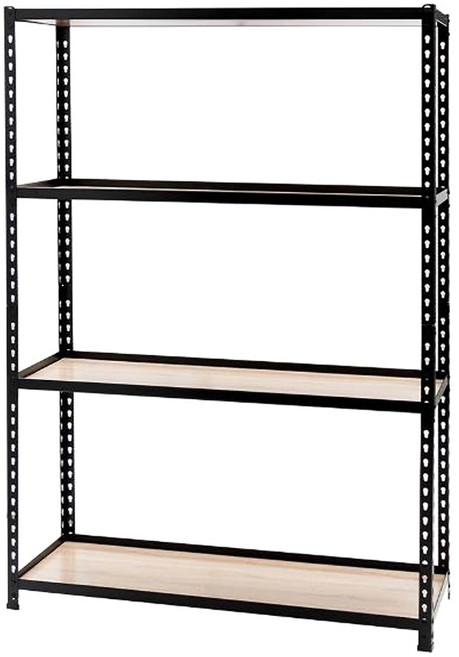 AMOS 亞摩斯 四層免螺絲角鋼木板貨架 WTA025BK 106 x 46 x 169cm, 黑色, 四層