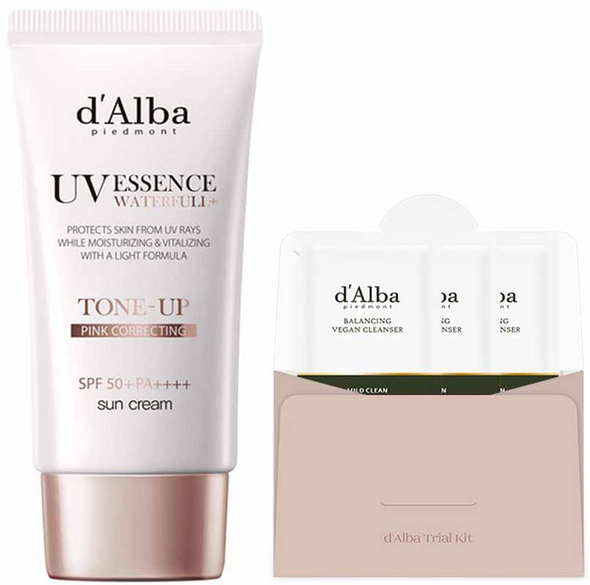 [비건뷰티] 달바 워터풀 톤업 선크림 SPF 50+ PA++++ 50ml + 밸런싱 비건 젤 클렌저 3ml x 3p 세트, 1개