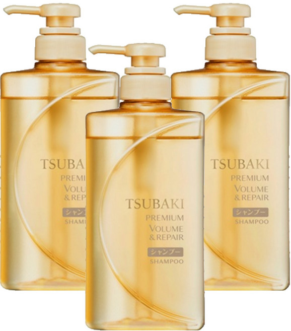 츠바키 프리미엄 볼륨 앤 리페어 샴푸, 490ml, 3개
