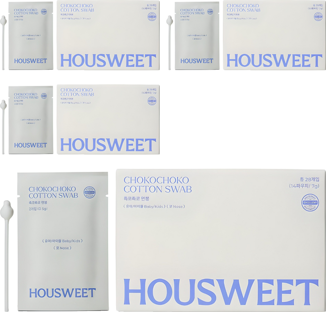 하우스윗 유아용 촉코촉코 면봉, 28개입, 4개