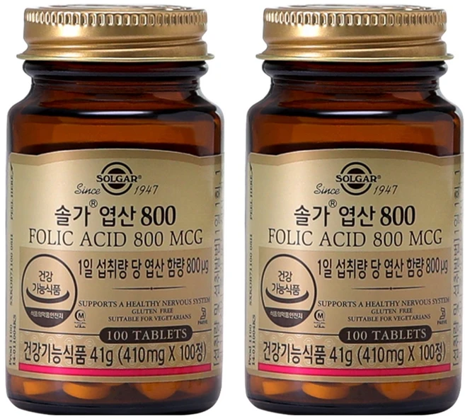 솔가 엽산 800, 100정, 2개 - 쿠팡