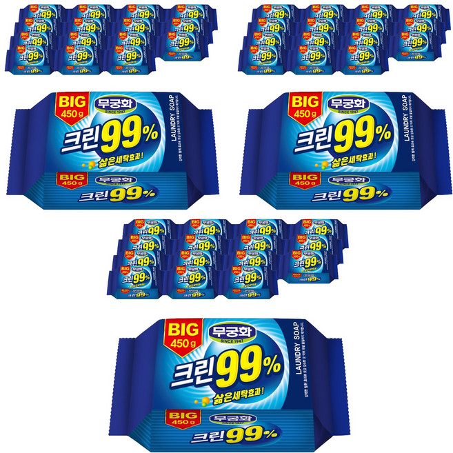 무궁화 BIG 99% 크린 세탁비누, 450g, 48개