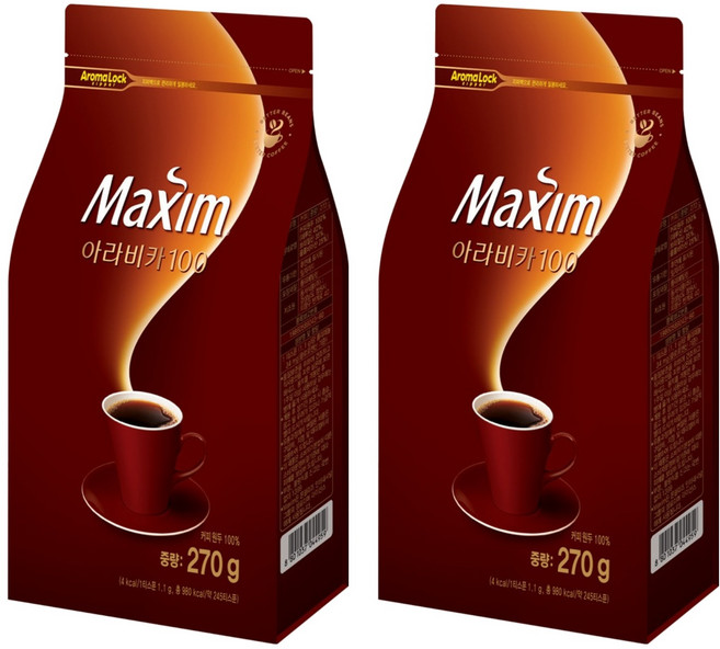 맥심 아라비카 100 원두 커피, 270g, 1개입, 2개