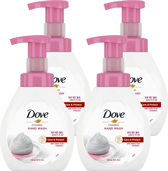 도브 포밍 핸드워시 피치 앤드 릴리, 240ml, 4개