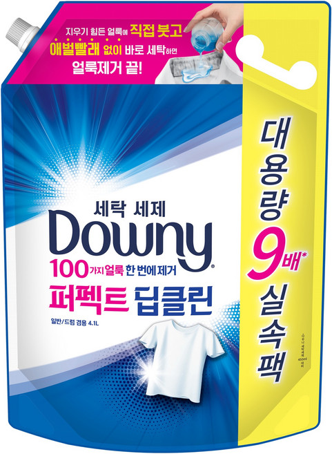 다우니 퍼펙트 딥클린 세탁세제 리필, 4.1L, 1개입, 1개