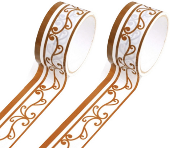 트래디셔널 문양 인테리어 DIY 장식 롤 테이프 15m, 브라운 6호, 2개