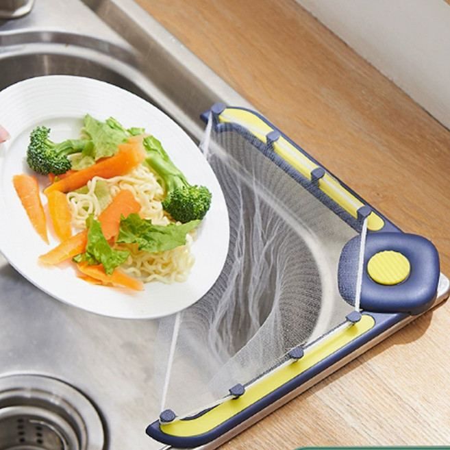 유티 싱크대 음식물 거름망 거치대 + 거름망 100p 세트 옐로우, 1세트