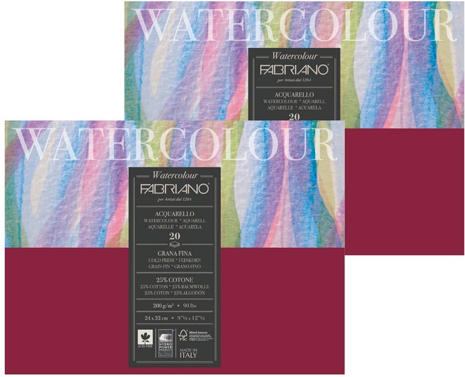 파브리아노 뉴워터칼라 스케치북 4면접착 200g NW205, 200 x 200 mm, 20매, 2개