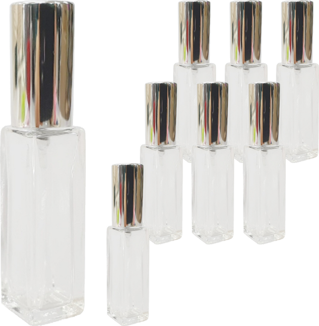 ABM 유리 향수공병 10ml, 실버 + 투명, 8개