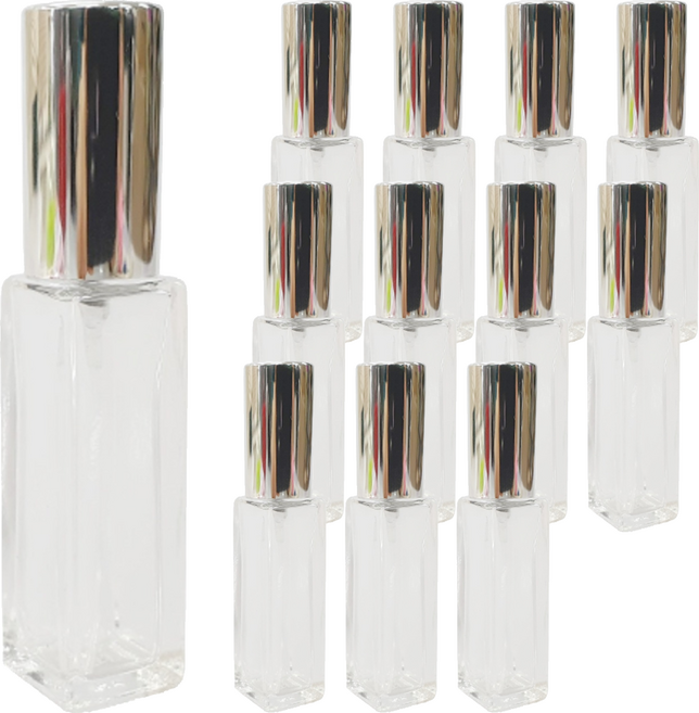 에이비엠코리아 유리 향수공병 10ml, 실버 + 투명, 12개