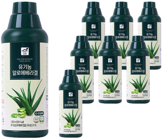 맑은농장 유기농 알로에베라 겔, 1.05L, 8개